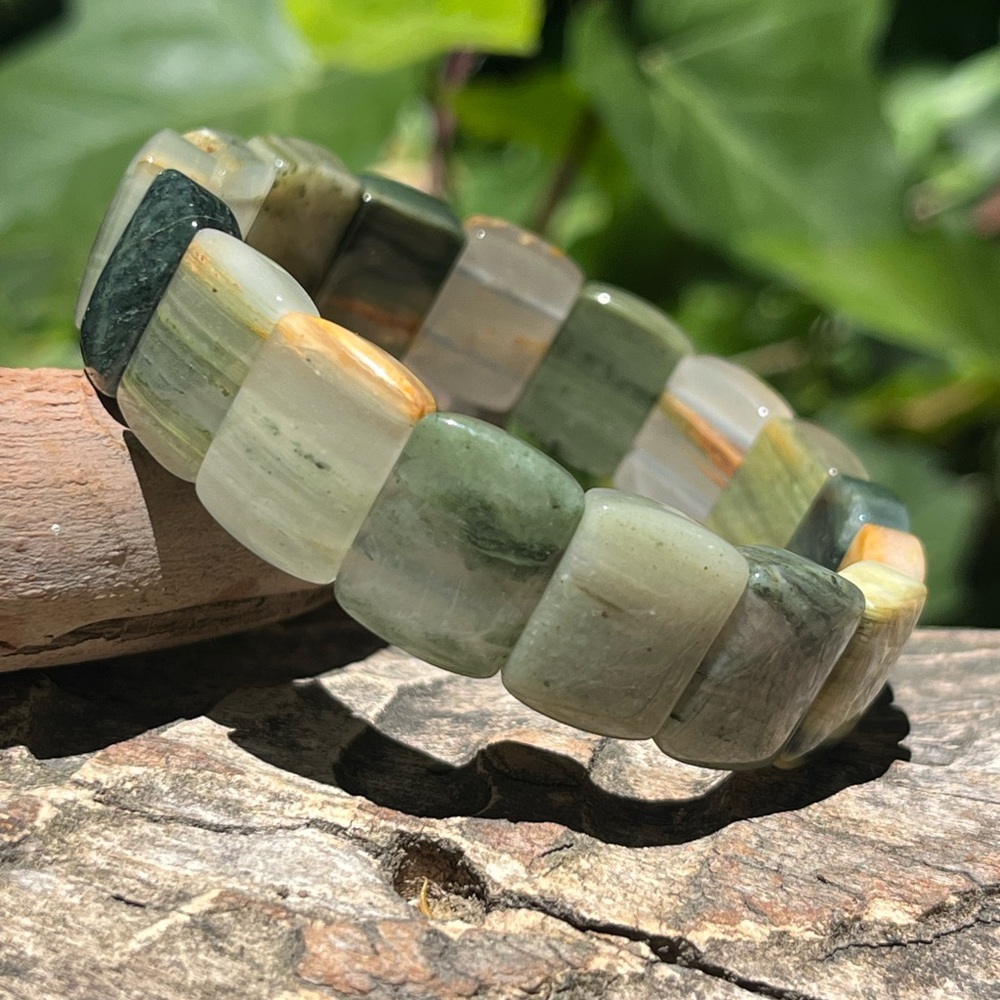 Stretchable Grass‎ agate soft bangle